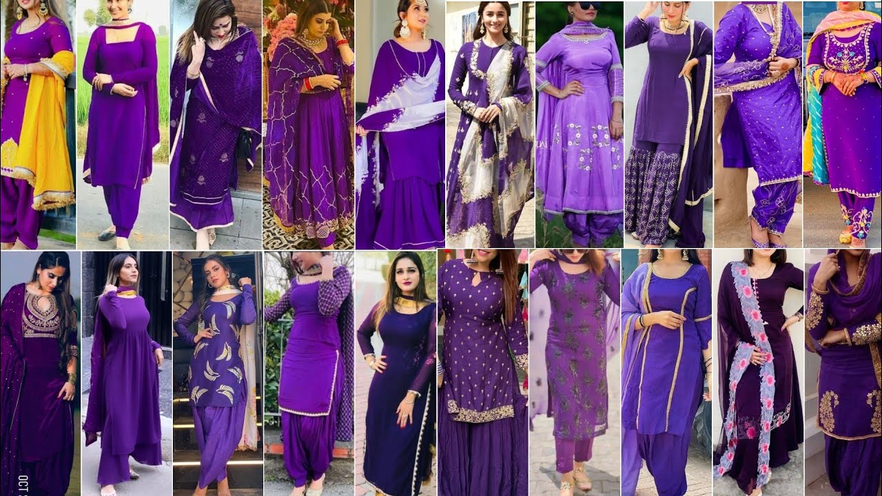 New) Latest Anarkali Suit Design 2021 Purple Only Rs.1700